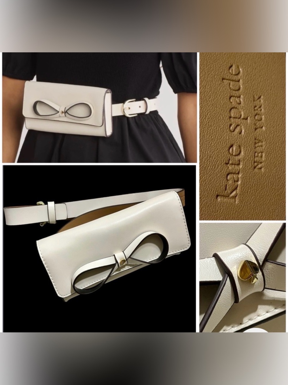 Kate Spade Women's Genuine Leather Belt Bag off-white S/M